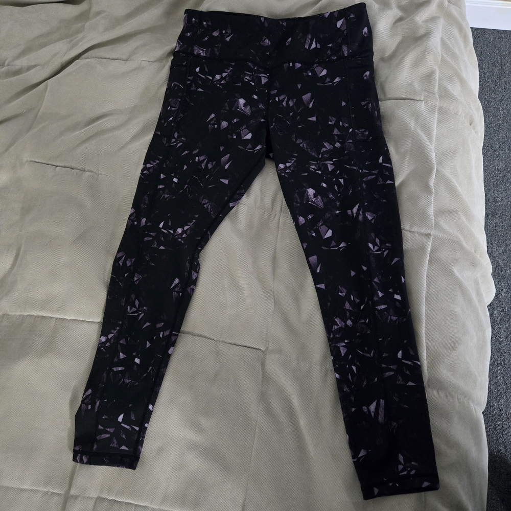 Women's Black and Purple Athlux Leggings (Large 12/14)